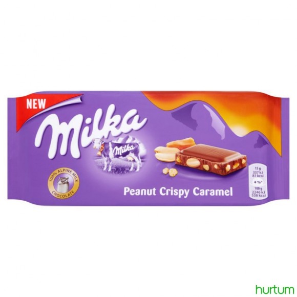 Шоколад Milka Crispy Peanut Caramel Chocolate 90г